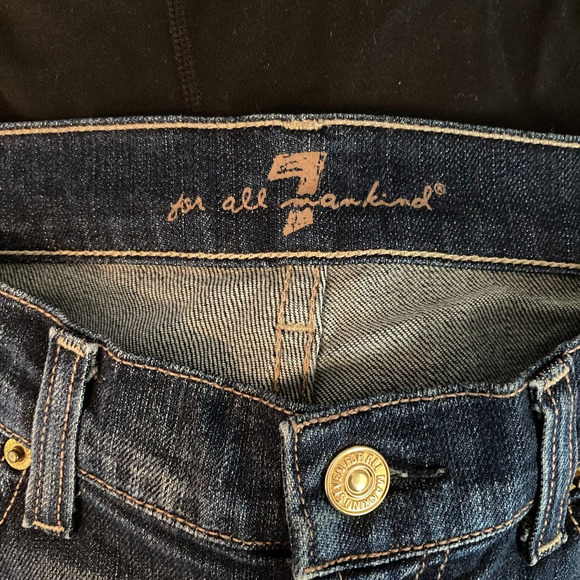 7 For All Mankind Jeans Womens Sz 27‎ Dark Blue Bootcut Flare Stretch Wide Leg - Picture 5 of 11